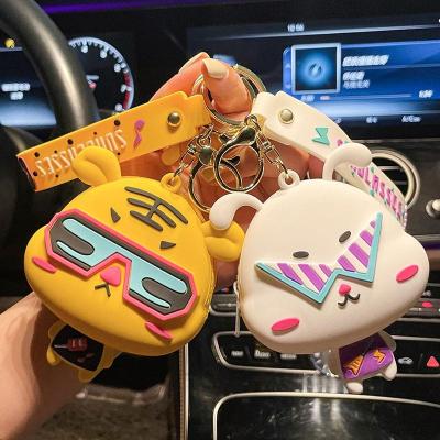 China 3D cartoon keychain soft children's fashion children's fashion bag cartoon silicone tiger keychains cute pendant cute purse keychains PVC coin storage bag gift key chain piece of money for sale