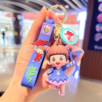 China Exquisite Design Car Key Ring Rubber Dangling Design Anime Cartoon Bag Doll Handbag Key Chain Ornament Lovely Sport Girls for sale