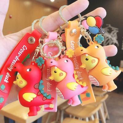 China Anti-lost/Promotional Gift/Duck Design Dinosaur Cartoon Silicone PVC Key Chain Pendant Keychain Funny Key Chain Gift Promotional Bag Custom Wholesale Hot Custom Car Decorative for sale