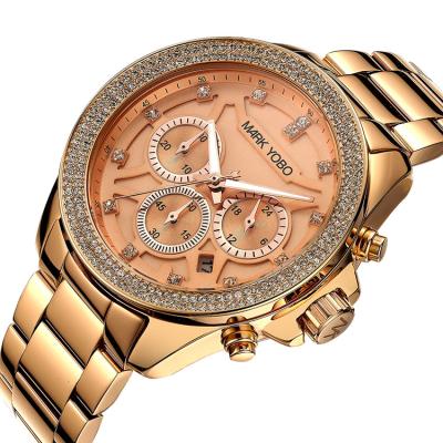 China Auto Date Customized Stainless Steel PVD Rose Gold Watch Men Water Proof Quartz Watches for sale