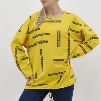 China New Fashion Anti-wrinkle O Neck Sweatshirt Oversized Yellow Hoodie Plus Size Pullover Hoodie For Women for sale