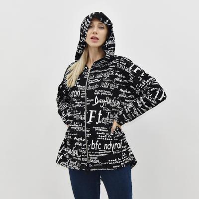 China Fashion Anti-wrinkle Printed Sweatshirts Cotton Zipper Hoodie Oversized Women's Long Sleeve Top Hoodie for sale