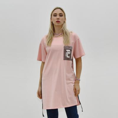 China Fashion Anti-Static Women's Pullover Dress Sweatshirts Girls Croptop Pink Dress Women Oversize T-shirt Dress for sale