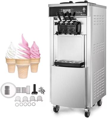 China Snack Factory 3 Flavors 5.3-7.4Gallons/H Automobile Clean 2200W Commercial Ice Cream Machine With LED Panel Perfect For Restaurants Snack Bar for sale