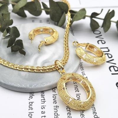 China CLASSIC Wholesale Custom Jewelry Set 18k Gold Plated Italian Gold Plated Brass Pendant Earrings Jewelry Set Hot Sale for sale