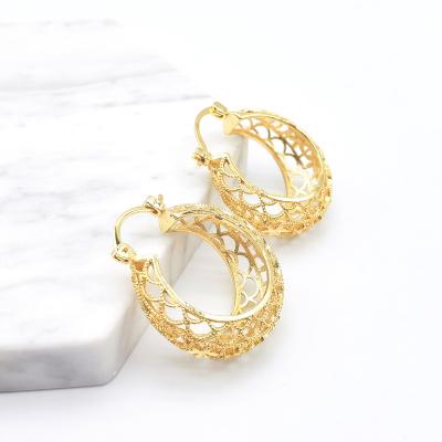 China Environmental friendly Brazil Hot Selling Fashion Jewelry High Quality Copper Ladies Wedding Party Bridal Gold Plated Earrings Set for sale