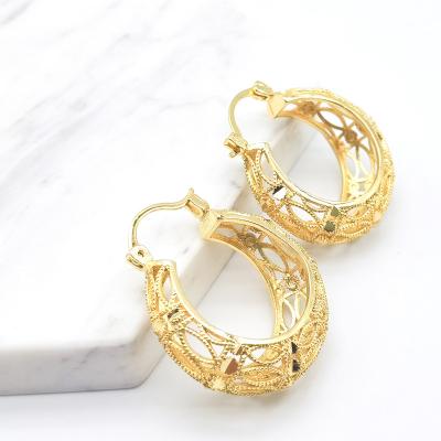 China TRENDY African Hot Selling Fashion Jewelry High Quality Copper Women Wedding Party Geometric Gold Plated Earrings for sale