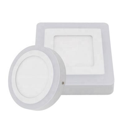 China Industrial smart double color 6W 9W 16W 24W light surface mounted led panel light ceiling downlight for sale