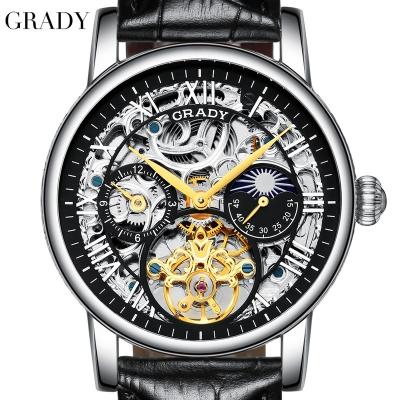 China Fashion Moon Phase Mens Watches Luxury Stainless Steel Automatic Mechanical Watch Men Wrist for sale