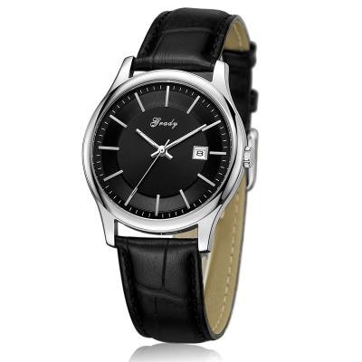 China Complete Calendar Watches Men Wrist Luxury Stainless Steel With Leather Strap Imported Japan Quartz Movt for sale