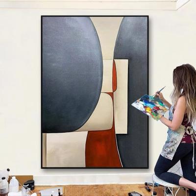 China Abstract Office Living Room Decor Abstract Colors Hand Painted Black Geometric Modern Pictures Acrylic Textured Canvas Paintings for sale