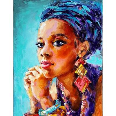 China Modern African Woman Portrait Canvas Coloring By Numbers Acrylic Paint Unique Diy Art Painting By Number for sale