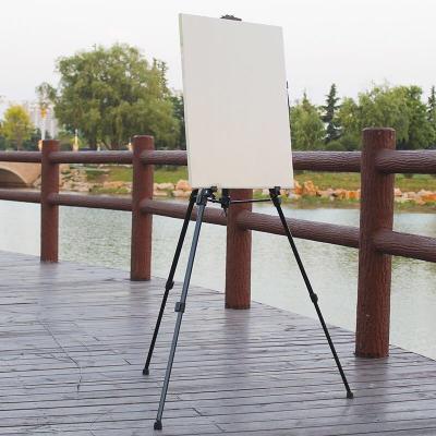 China Adjustable Thick Aluminum Easel Reinforced Artist Easel Student Height Extra Metal Tripod Display Stand For Floor/Tabletop Drawing for sale