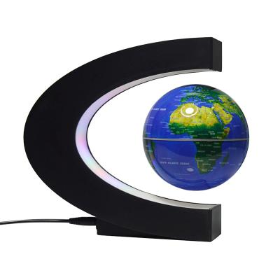 China Magnetic Levitation Lamp Floating Globe with LED Lights C Shape Magnetic Levitation Base Lamp World Map Floating Globe for Home Office Office Decoration for sale