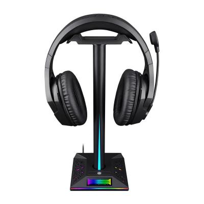 China Eco-friendly RGB Color Desktop Gaming Headset Stand Earphone Hanger Earphone Stand With USB Hub for sale