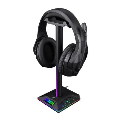 China Eco-Friendly Gaming Show Headset Display Stand Earphone Hanger Wired Earphone Stand Holder With RGB Light for sale