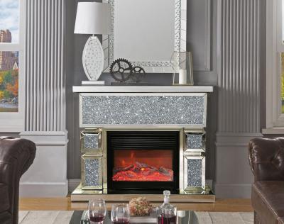 China Modern modern design and hot sales Diamond Crushed Mirrored Fireplace Crystal Diamond Electric Fireplace for sale