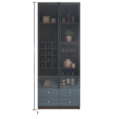 China Factory direct sale demountable modern dining room cover through the wall cabinet glass display cabinet showcases wine cooler cabinet glass doors for sale