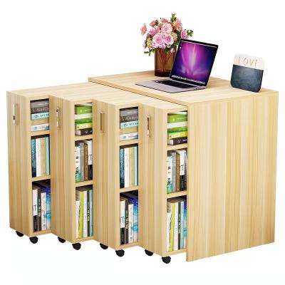 China Convertible Modern Single Bookcase Combination With Door Children And Students Home Small Movable Wooden Floor Bookcase Furniture for sale