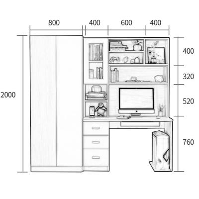 China (Size) Adjustable Modern Simple Desktop Computer Desk Bookshelf Combination Desk Shelf With Wardrobe Student Office Desk for sale