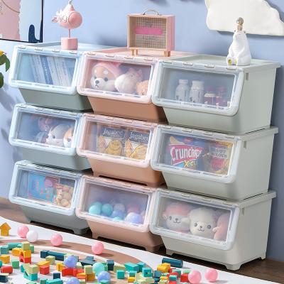 China Open Folding Front Storage With Lid For Kids Toys Clothes Organizer Clear Kitchen Plastic Storage Box for sale