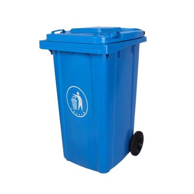 China Sustainable Good Price Hot Selling Outdoor Plastic Trash Bin Plastic Recycling Bin With Pedal And Wheels for sale