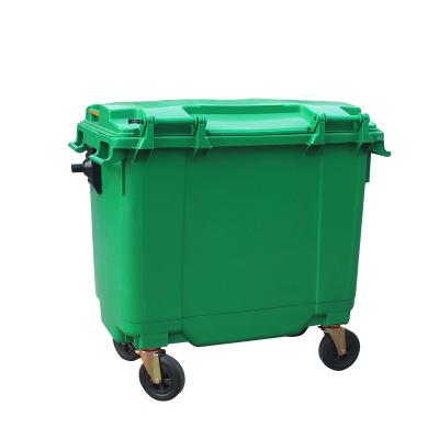 China Sustainable Outdoor Mobile Wheelie 1100 Liter Waste Recycle Bin With Wheels And Lids for sale