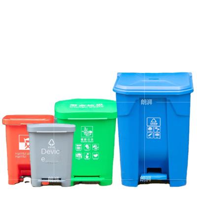 China Sustainable Classification 15L Plastic Pedal Trash Bin Public Square Outdoor Plastic Recycling Trash Can for sale