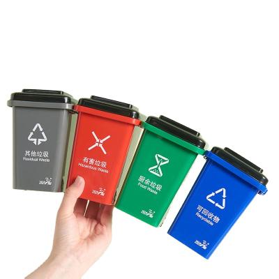 China Mini Creative Science and Education Rubbish Viable Color Matching Gaming Desktop Plastic Trash Can for sale