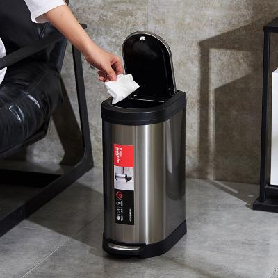 China Household Kitchen Bathroom Clamshell Waste Paper Storage Stainless Steel Pedal Folding Thick Durable Trash Bin for sale