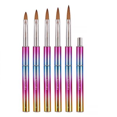 China Professional Kolinsky Pure Acrylic Nail Brush Rainbow Gradient Metal Handle Brush Acrylic Nail Brush Brushes For Acrylic Nails for sale