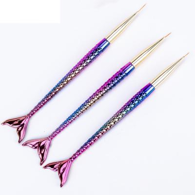 China Beauty Care Make Tools 3 Pcs Nail Brush Set Liner Nail Art Line Drawing Pen Private Label Nail Art Liner Brush for sale