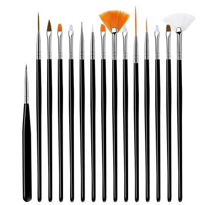 China Nylon Nail Art Brush Set Of Nail Art Brush Hair Liner Painting Drawing Pen Nail Supplies Wholesale Nail Beauty Tool Soft Plastic Handle 15pcs for sale