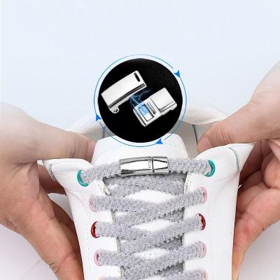 China Metal Magnetic Plush Laces Leisure Flat Elastic Lazy Laces Sneakers No Tie Laces Adult Unisex Kids Laces for sale