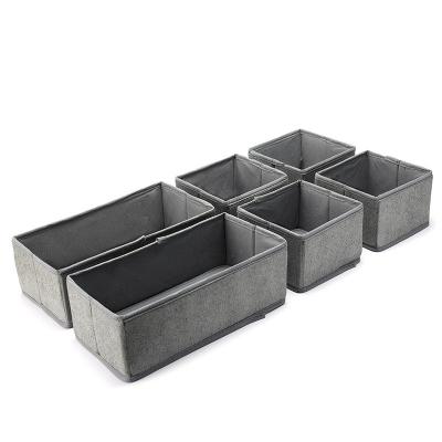 China 4pcs Living Room Sets Washable Non-Woven Canvas Folding Finishing Organizer Boxes Bra Storage Boxes Underwear Clothes Storage Box for sale