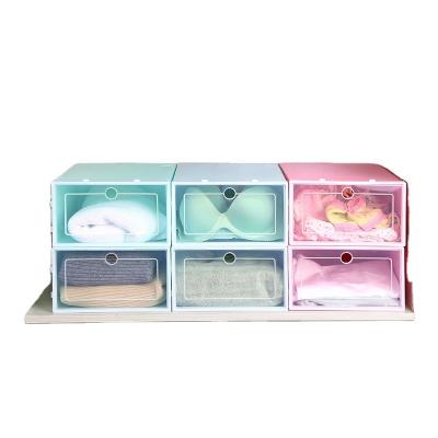 China New Design Household Sustainable Sneakers Organizing Drawer Stackable Crate PP Transparent Plastic Shoe Box for sale