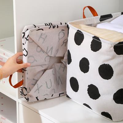 China Universal Baby Gift Living Room Organizer Fabric Cotton Linen Folding Storage Baskets for sale