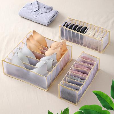 China Factory Heavy Duty 12pcs Living Room Clothes Non Woven Net Yarn Cloth Folding Storage Drawer Organizer for sale