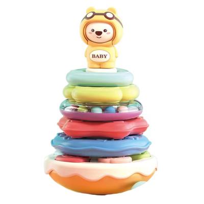 China New Arrival Multifunctional Toddler Activity Musical Music Tumbler with Colorful Rings Work Circle Stacking Toy for sale