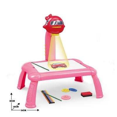 China Wholesale MOQ Low Toddler LED Light Painting Study Table Kids Projection Drawing Board Musical Painting Toys for sale