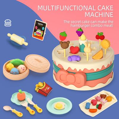 China 2021 New DIY Play Dough Girl Kit Multi Functinal DIY Cake Set Color Clay Play Dough Cooker Play House Toy Play Dough Model Tool for sale