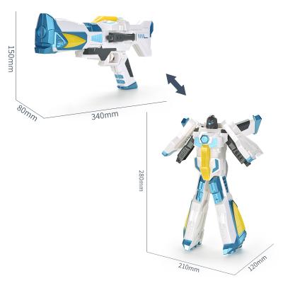 China Electric Battery Operated Toy Children Play 2 In 1 Educational Toys Space Deformation Gun Building Transform Robot Toy for sale