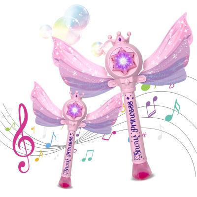 China Outdoor Snow Princess Bubble Girl Musical Magic Magic Wand Soars Flashing LED Lights Soap Bubble Blowing Toy for sale