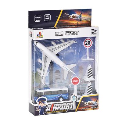 China Toy New Die Cast Die Cast Pull Back Airplane Bus Model Children Play House Alloy Engineering Vehicle Toy Airport Toy Set for sale