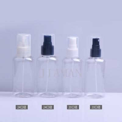 China 100ml round pet mist spray bottle plastic clear pet bottle cosmetic fine packaging colorful plastic cosmetic bottle stock for sale