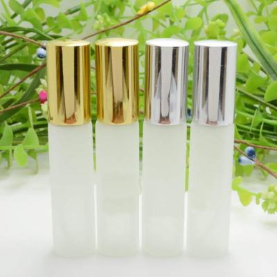 China 10ML Lead Free Frosted Perfume Bottle With Gold Metal Cap Fine Mist Atomizer Glass Bottle for sale