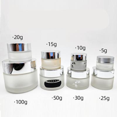 China Wholesale 20g 30g 50g 100g Luxury Frost Glass Cream Packaging Cosmetics Containers And Jar With Lid for sale