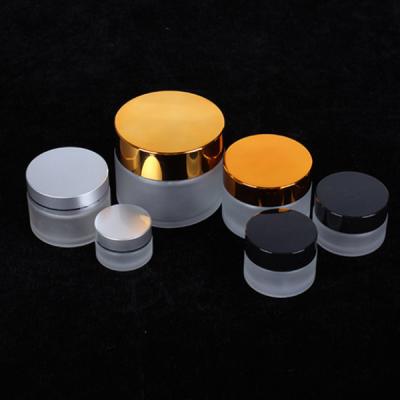 China Wholesale 20g 30g 50g 100g Luxury Frost Glass Cream Packaging Cosmetics Containers And Jar With Lid for sale