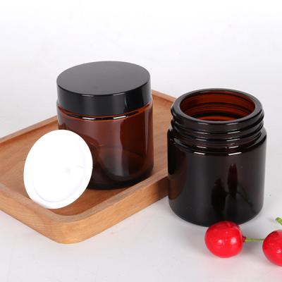 China Wholesale Cosmetic Packaging Lead Free In Stock Amber Glass Candle Creams Skin Care Glass Jars With Lid for sale