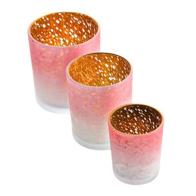 China Lead Free Plating Red With White Scented Star Candle Holder Spray Glass Cup DIY Scented Glass Mug for sale